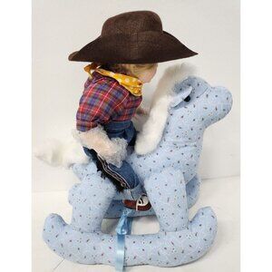 Vintage Design Debut Cowboy Doll With Rocking Plush Horse Collectible 13" NEW